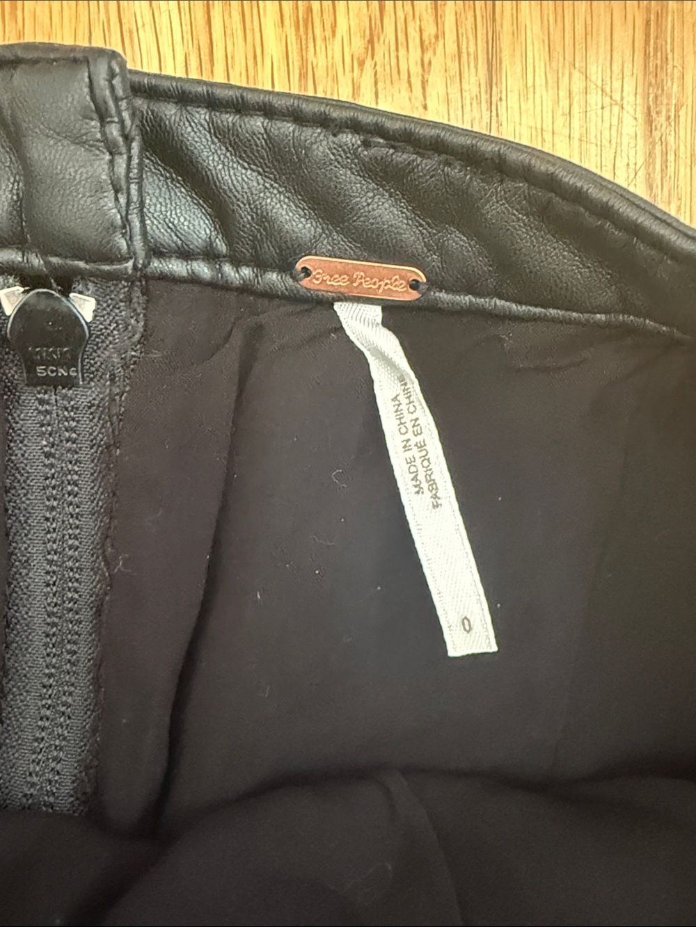 Free People Black Faux Leather Mini Skirt with Zip Accent - Picture 4 of 5